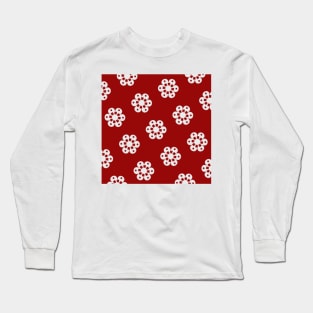 white and red hawaiian pattern Long Sleeve T-Shirt